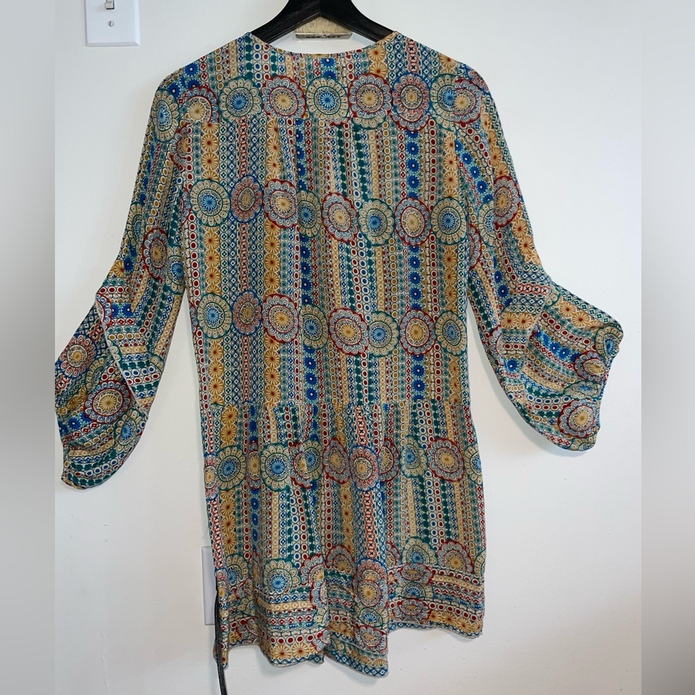 See by Chloe geometric pattern long sleeve silk mini dress - Picture 4 of 9
